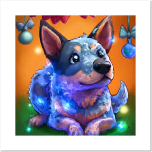 Cute Australian Cattle Dog Drawing Posters and Art